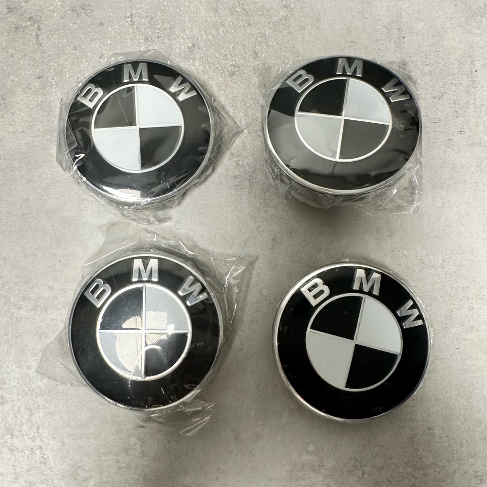 BMW OEM Center Caps Black & White 68MM diameter